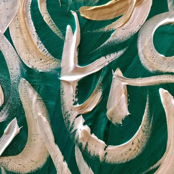 Abstract Teal and Gold Wall Art